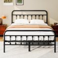thumbnail image 1 of Size Metal Platform Bed Frame/Victorian Style Headboard and Footboard/Steel Slat Support/Easy Assembly/No Box Spring Needed/Underbed Storage/Noise Free/Black, 1 of 6