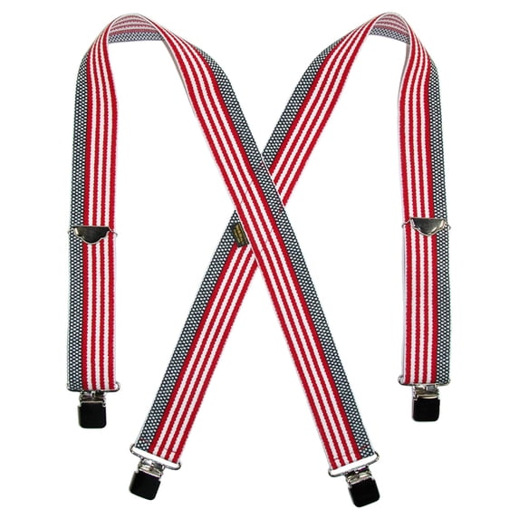 Size Regular Mens Elastic American Flag Clip End Suspenders (Tall Available), Multi-color