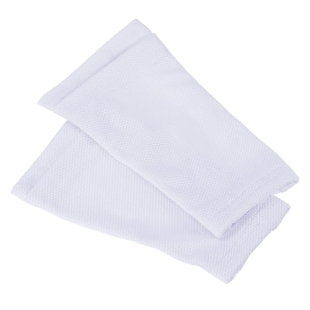 Size S Soccer Shin Guard Socks, Breathable Sleeves for Running, White 2 Pack
