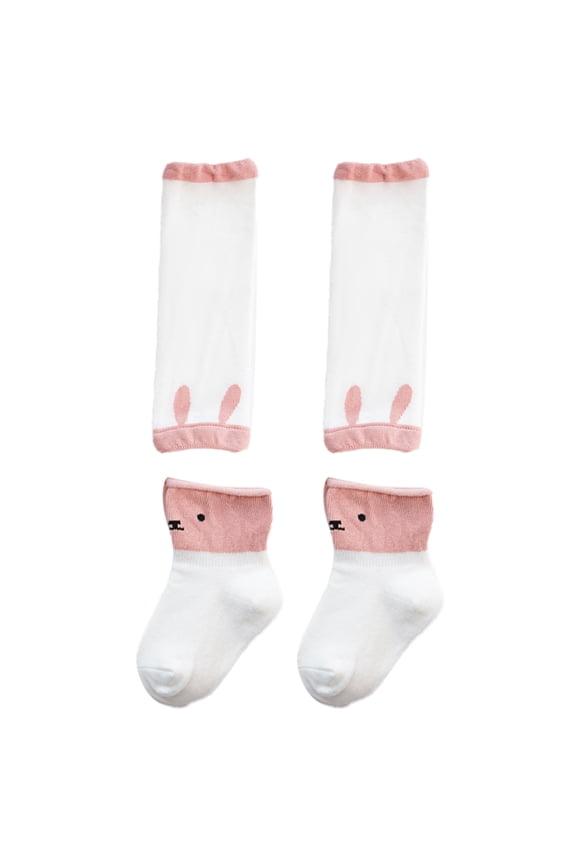 Size S baby knee pads non-slip socks crawling, baby cartoon knee elbow protection cotton