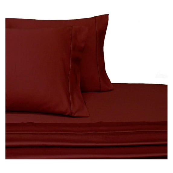 Size Sheets, Burgundy, 100% Cotton Sheets, Deep Pocket, Cool Cotton Sateen, Smooth Solid Pattern Weaved Bed Sheets