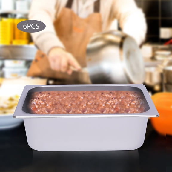 Size Steam Table Pans, 6-Pack Deep Restaurant Steam Table Pans Commercial, Hotel Pan Made of 201 Gauge Stainless Steel