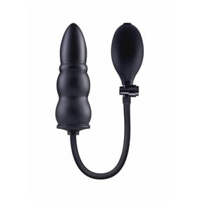 Size Up Ripple Inflatable 5.5" Silicone Anal Plug with Ball Pump, Black