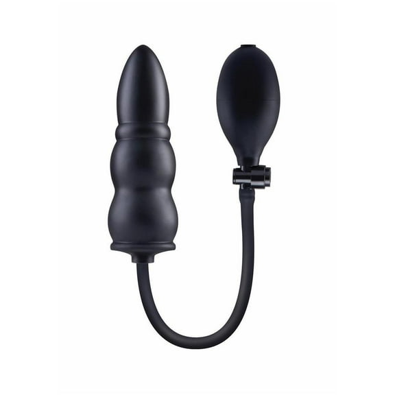 Size Up Ripple Inflatable 5.5" Silicone Anal Plug with Ball Pump, Black