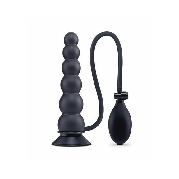 Size Up Ripple Inflatable 7" Silicone Anal Plug with Ball Pump, Black