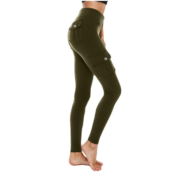 Over Size Women High Waisted Cargo Pants Women's Casual Trousers Solid Elastic Waist Pants Stretchy Stylish Pants Yoga Cargo Pants With Pocket Gift for Adults Ndbuld Army Green M