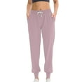 thumbnail image 1 of Over Size Women's Wide Leg Sweatpants Women's Wide Leg Pants Women's Drawstring Running Sports Pants Loose Ankle Pants Casual Pockets Elastic Yoga Pants Christmas Deals Ndbuld Pink M, 1 of 2