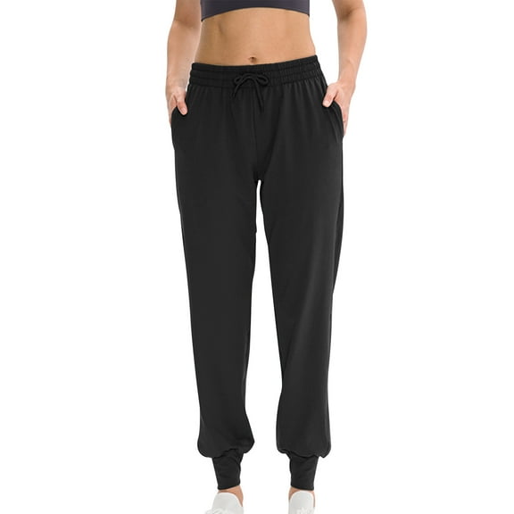 Over Size Women's Wide Leg Sweatpants Women's Wide Leg Pants Women's Drawstring Running Sports Pants Loose Ankle Pants Casual Pockets Elastic Yoga Pants Ndbuld Black 2XL