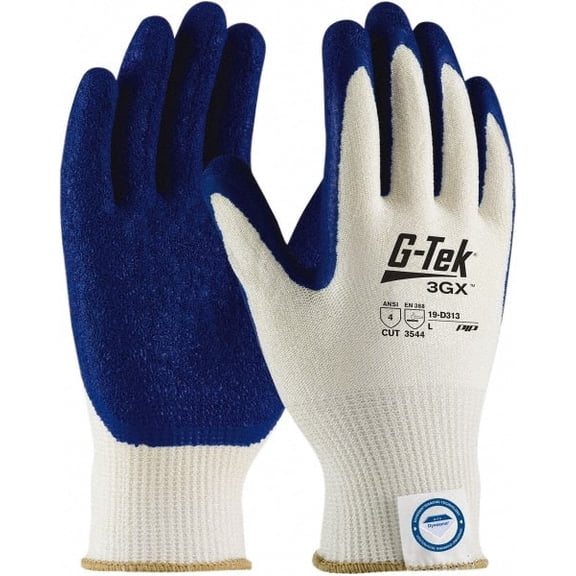 G-Tek 112-19-D313-XL Eco Series D313 Dyneema Diamond Blended 2.0 Gloves - Latex Crinkle Coated, White - Extra Large - Pack of 12