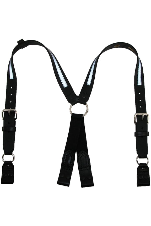 Size one size Leather Reflective Loop End Fireman Work Suspenders