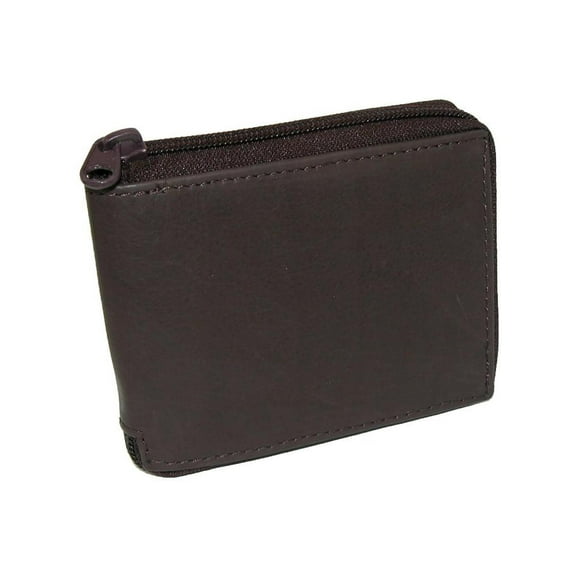 Size one size Men's Leather Zippered Bifold Wallet