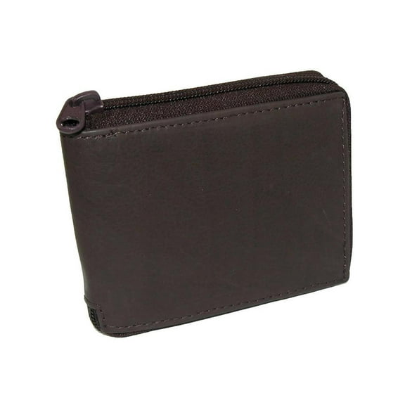 Size one size Men's Leather Zippered Bifold Wallet