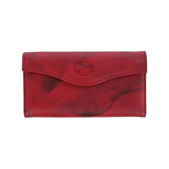 Size one size Women's Leather Long Bifold Organizer Wallet with Floral Emboss