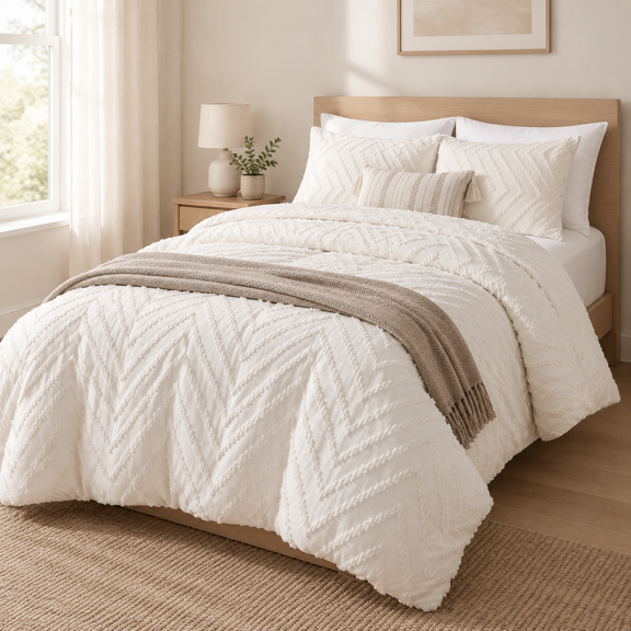 Sizeforter 2 White Boho Chevron Bedding Sets