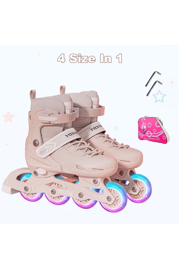 Sizes Adjustable Light Up Roller Skates for Kids Teens Adults-Glow Wheels,High Performance,Storage Bag(M)