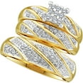 thumbnail image 1 of Sizes - L = 4.5, M = 8 - 10k Yellow Gold Trio His & Hers Round Diamond Cluster Matching Bridal Wedding Ring Band Set (1/4 Cttw), 1 of 2