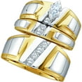 thumbnail image 1 of Sizes - L = 6, M = 12 - 14k Yellow Gold Trio His & Hers Marquise Diamond Solitaire Matching Bridal Wedding Ring Band Set (1/4 Cttw), 1 of 2