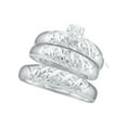 thumbnail image 1 of Sizes - L = 6, M = 8.5 - 10k White Gold Trio His & Hers Round Diamond Solitaire Matching Bridal Wedding Ring Band Set 1/12 Cttw, 1 of 2