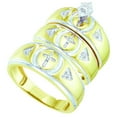 thumbnail image 1 of Sizes - L = 7, M = 11 - 10k Yellow Gold Trio His & Hers Marquise Diamond Crosses Matching Bridal Wedding Ring Band Set 1/6 Cttw, 1 of 2