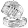 thumbnail image 1 of Sizes - L = 8, M = 11 - 10k White Gold Trio His & Hers Round Diamond Cluster Matching Bridal Wedding Ring Band Set 3/8 Cttw, 1 of 2
