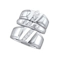 thumbnail image 1 of Sizes - L = 8, M = 11.5 - 14k White Gold Marquise Diamond Solitaire Mens Matching Trio Wedding Band Bridal Set (1/4 Cttw), 1 of 2