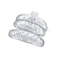 thumbnail image 1 of Sizes - L = 8, M = 9 - 10k White Gold Trio His & Hers Round Diamond Solitaire Matching Bridal Wedding Ring Band Set 1/12 Cttw, 1 of 2
