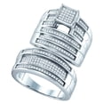thumbnail image 1 of Sizes - L = 8, M = 9 - 925 Sterling Silver Trio His & Hers Round Diamond Cluster Matching Bridal Wedding Ring Band Set (1/2 Cttw), 1 of 2