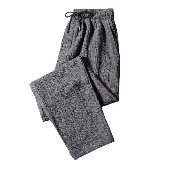 Amkhujs Sizes M-X5 Full Length Pants for Men Men's Summer Casual Elastic Waist Drawstring Straight Pocket Breathable, Gifts for Men