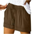 thumbnail image 1 of Gufahion Sizes S-X5 Shorts Pants Womens Plus Size Comfy Drawstring Casual Elastic Waist Pocket Loose, Gifts for Family, Brown, 1 of 6