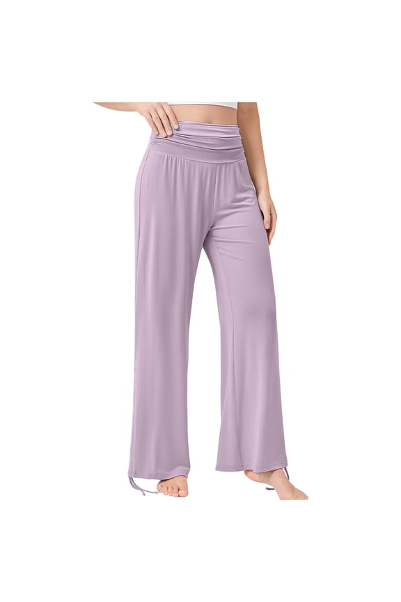 Sizes S-XL Full Length Pants Women's Yoga High Waisted Wide Leg Sagging Soft and Breathable Sports Leisure Pleated Fitness, Gifts for Yourself, Purple