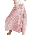thumbnail image 1 of Amkhujs Sizes S-XXL Full Length Pants Women'S Solid Color Baggy Wide-Leg Casual Elastic-Waistband Pocket, Gifts for Family, Wine, 1 of 5