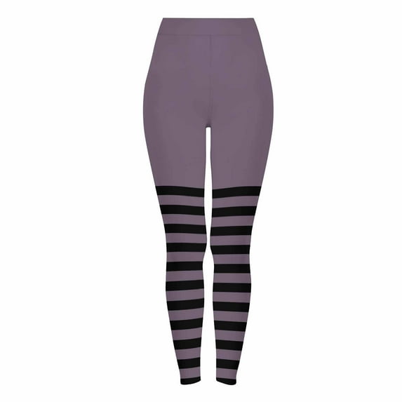 Gufahion Sizes S-XXXL Full Length Pants Leggings Women's Halloween Striped Print Sports Fitness Solid Colored Casual Tight Fitting Peach Hip Yoga Stretch, Gifts for Family, Wine