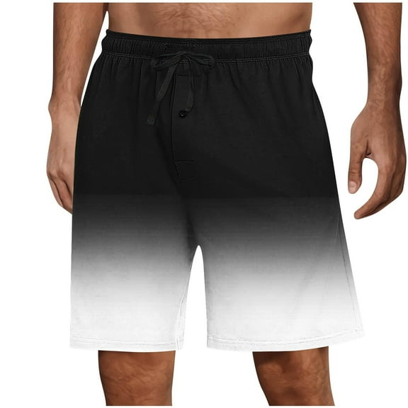 Gufahion Sizes S-XXXL Shorts Pants Men Casual Fashion Gradient with Pocket Elastic Waist Short, Gifts for Men, White
