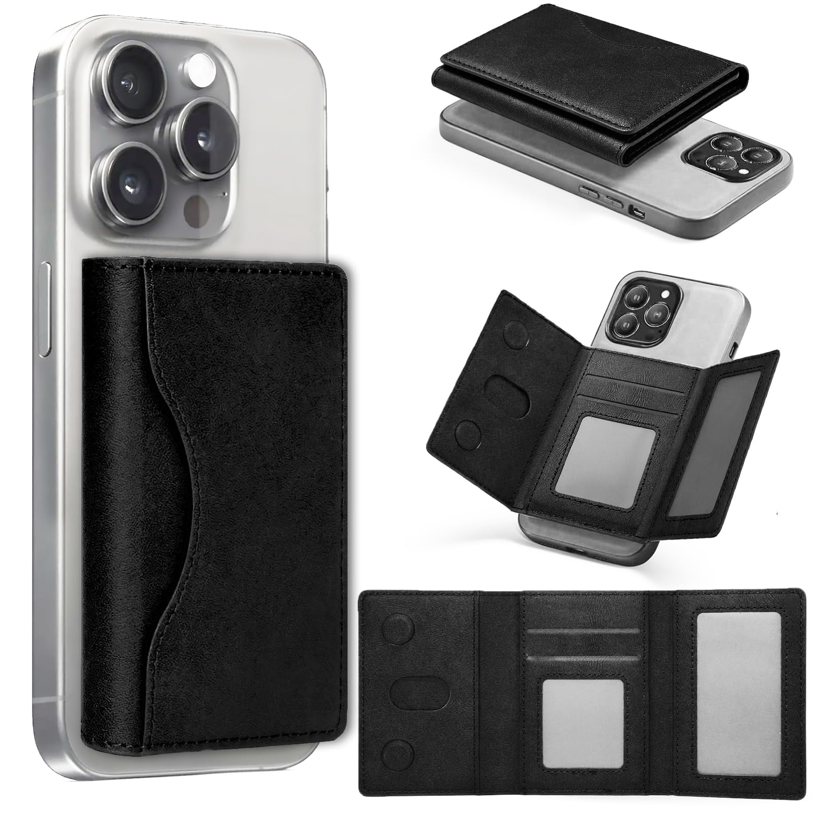 Leder Magnetkartenhalter Für IPhone – MagSafe Kompatibel Mit IPhone 12-15, RFID-Schutz, Kartenetui