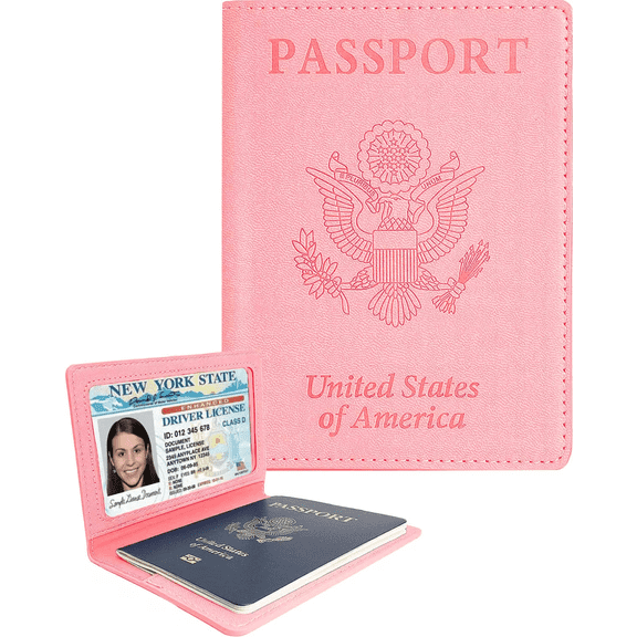 Sizobi Pink Leather Passport Holder Covers, Passport Holder for Travel