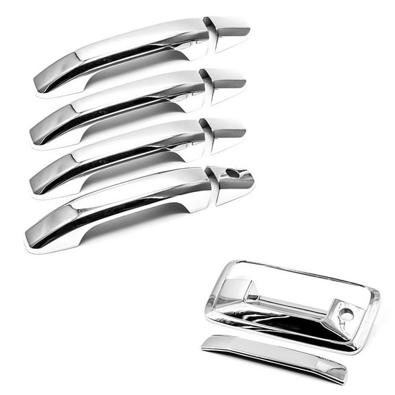 Sizver Chrome 4DR Handle+Tailgate Covers NO backup Camera Cutout For 2014-2018 Chevrolet/GMC Trucks