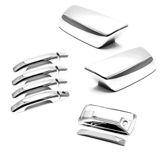 Sizver Chrome Mirrors+4DR handles+Tailgate Cover NO BACKUP CAMERA For 2014-2018 Chevrolet/GMC Trucks