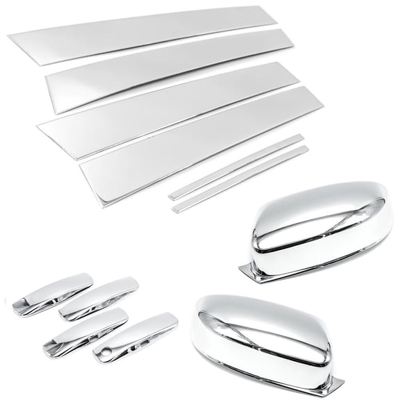 Sizver Combo Chrome Top-Half Mirror+Polished Pillar Posts+handle Covers For 2011-2018 Dodge Charger