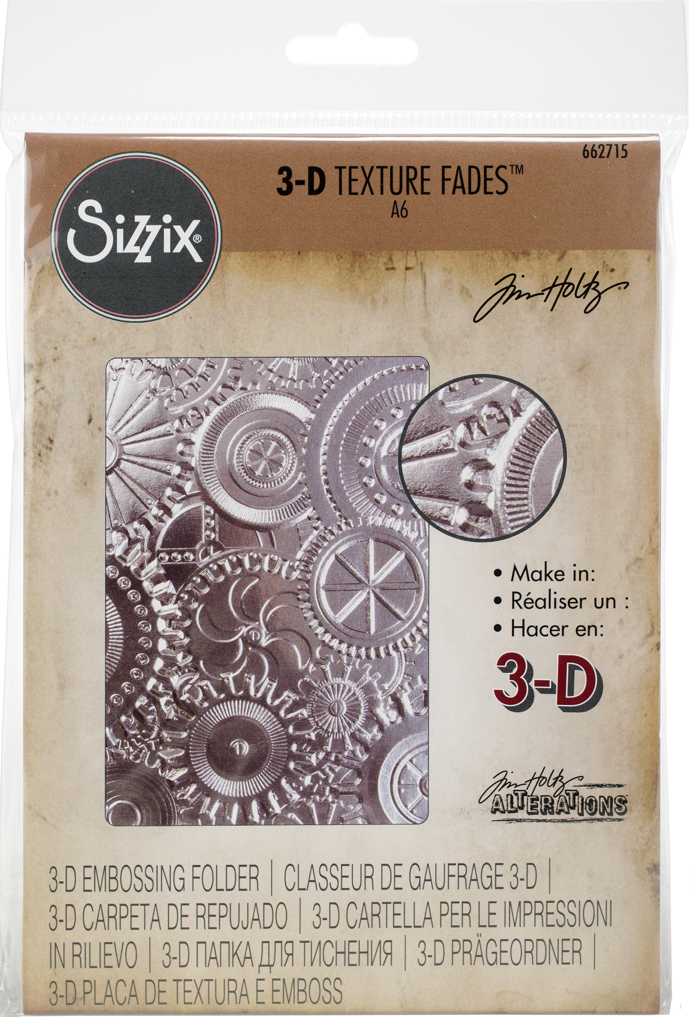 Sizzix 3D Texture Fades Embossing Folder By Tim Holtz-Mechanics ...