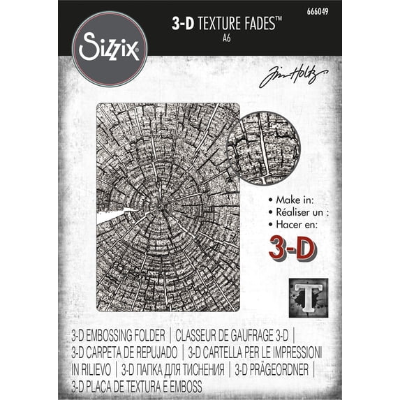 Sizzix 3D Texture Fades Embossing Folder By Tim Holtz-Tree Rings ...