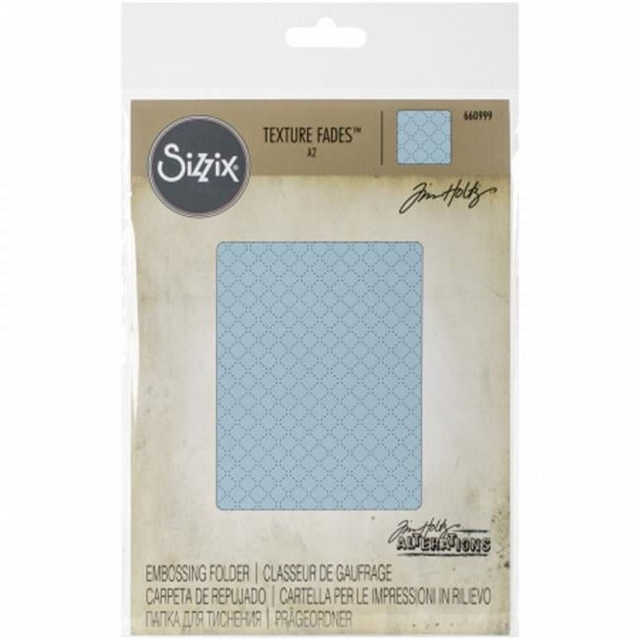 Sizzix 660999 Texture Fades A2 Embossing Folder Quilted By Tim Holtz