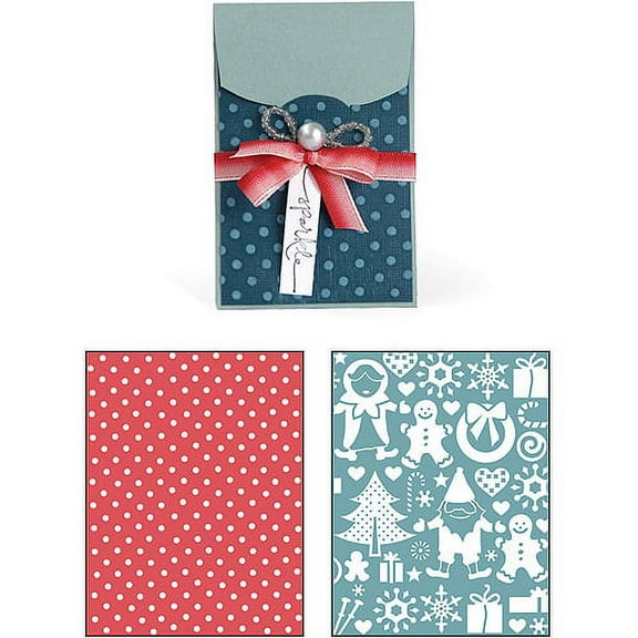 Sizzix Basic Grey Gift Card Holder And Snow Village Set Bigz Extra Long Die And Embossed Folders