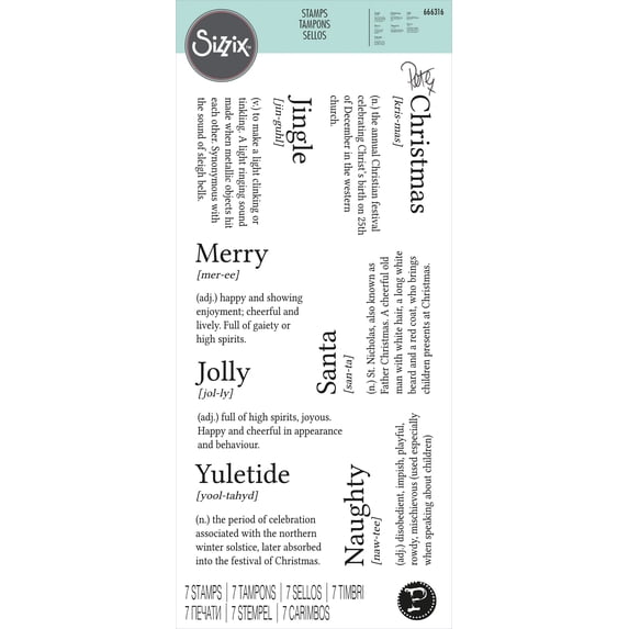 Sizzix Clear Stamps By Pete Hughes-Festive Dictionary Definitions