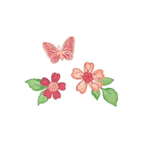 Sizzix Clear Stamps with Framelits, Sweet Sprigs by 49 & Market, 19 Rubber Stamps & 9 Metal Cutting Dies