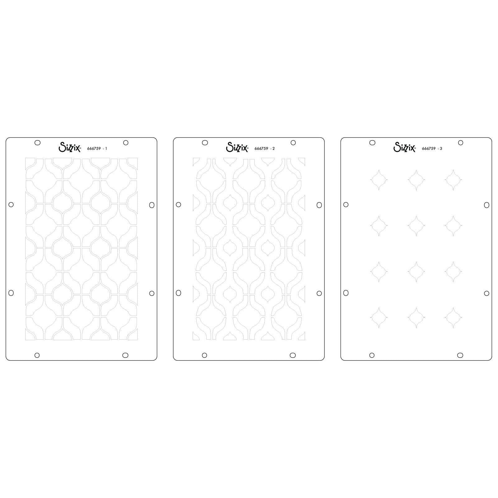 【☁️】15点セット Sizzix Clear stamp Set 15/Pkg W/ Stencils 3/PKg By Vic Von S-Retro