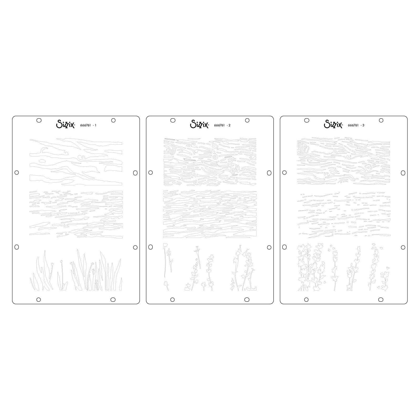 【☁️】15点セット Sizzix Clear stamp Set 15/Pkg W/ Stencils 3/PKg By Vic Von S-Retro