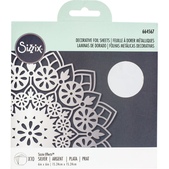 Sizzix Effectz Decorative Foil Sheets 6"X6" 10/Pkg-Silver
