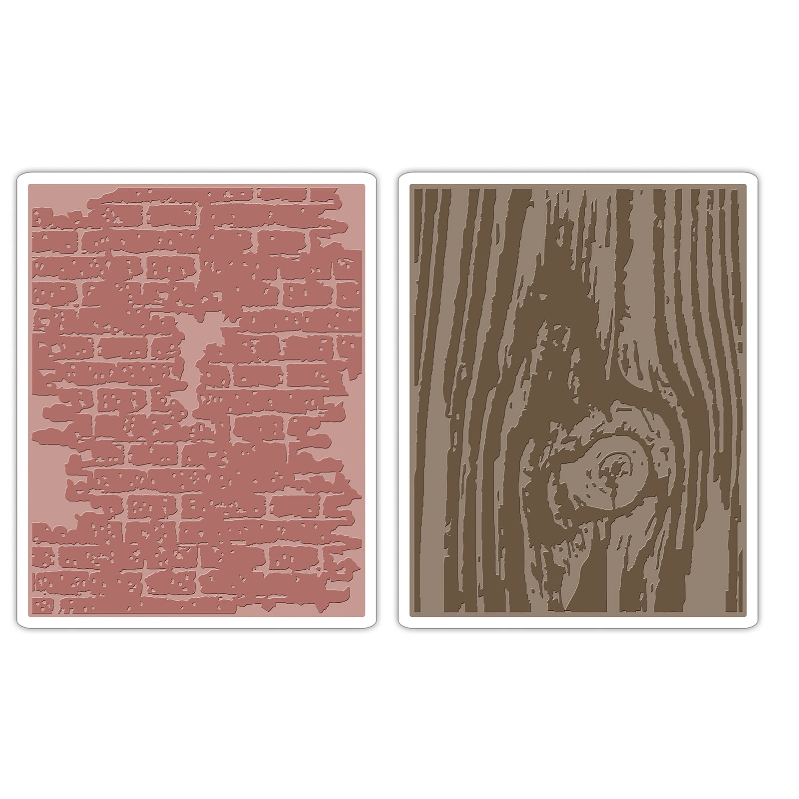 Sizzix Embossing Folder 2PK - Bricked & Woodgrain by Tim Holtz