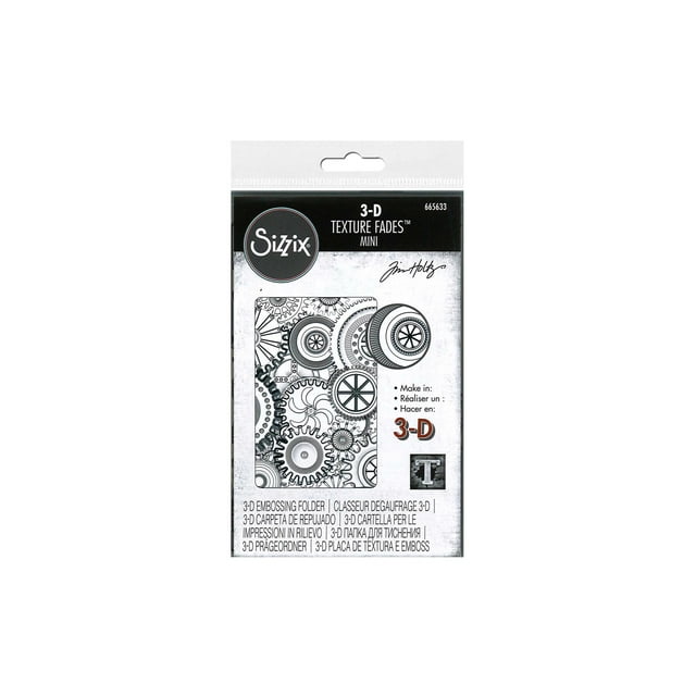 Sizzix Embossing Folders Tim Holtz 3-D Texture Fades Mini Mechanics
