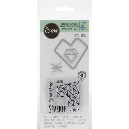 Sizzix Framelits Die & Stamp Set By Jen Long -Sparkle Heart